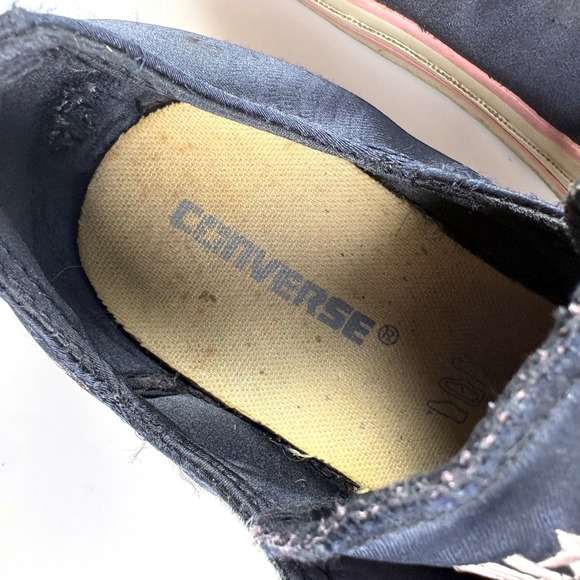 VTG Y2K Converse Black Satin Sneakers Sz M9 W11 Pink Cherry Blossom Embroidery - Picture 8 of 15